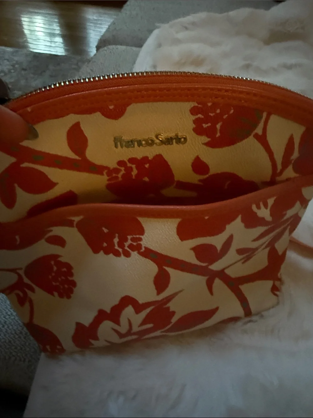 Franco Sarto Cream and Red Floral Crossbody